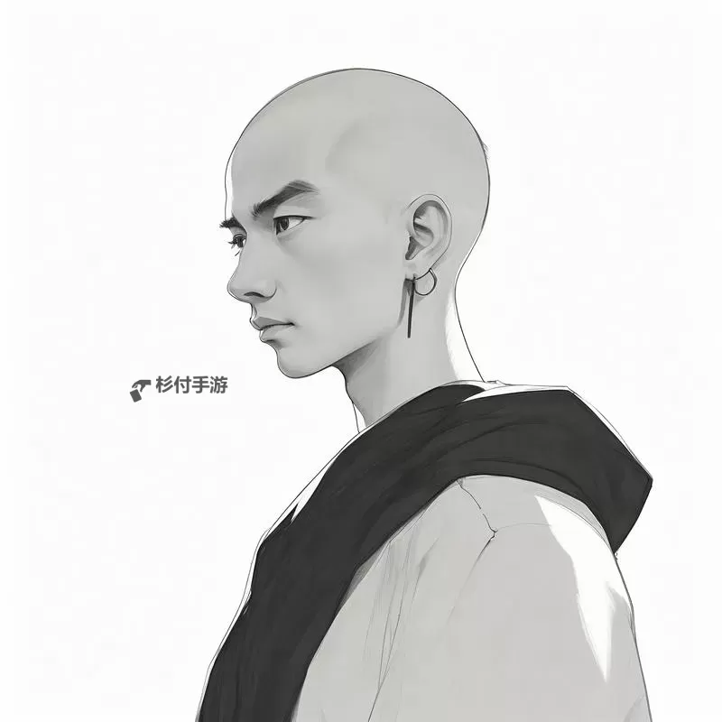和尚侧面打坐素描:静谧中的禅意表达图1