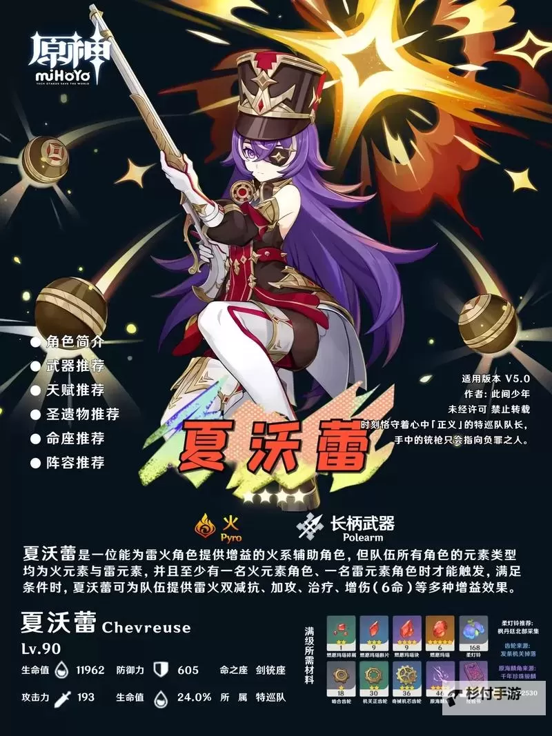 《原神》5.0夏沃蕾养成一图流 夏沃蕾怎么培养图1